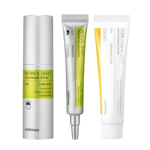 celimax Retinal Booster 15ml + Pore Dark Spot Cream 35ml + Retinol Serum 30ml Ultimate Anti-aging Trio, Retinal + TXA + Retinol, Skincare Gift Set